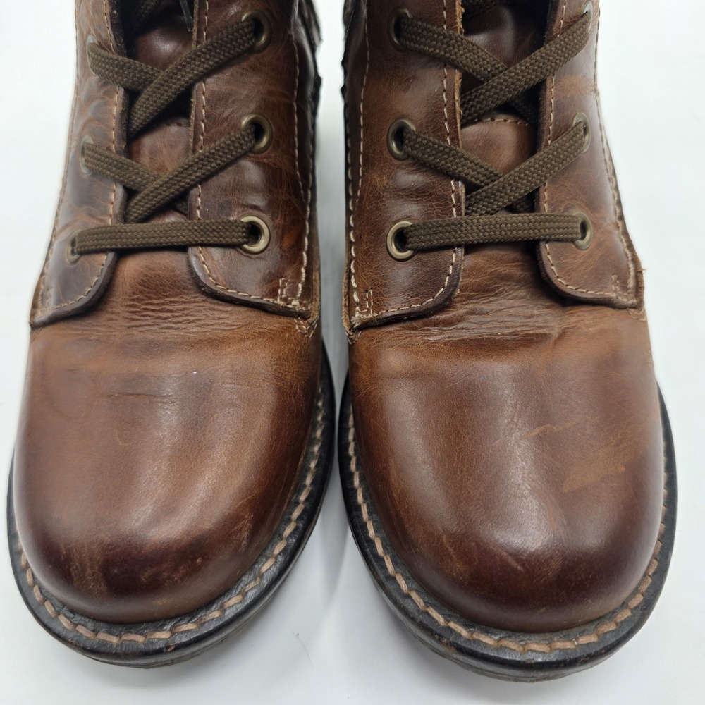 Taos Factor Boots Women SZ 6.5 EU37 Brown Leather Combat Utility Lace Up Heel - Picture 6 of 12